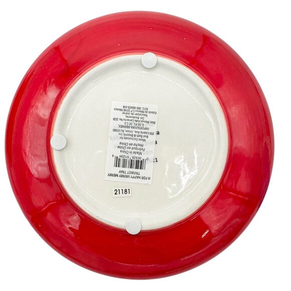 H For Happy Merry Merry Polka Dot Ceramic Serving Set 2 Plates 1 Tray 1 Canister - Picture 6 of 15